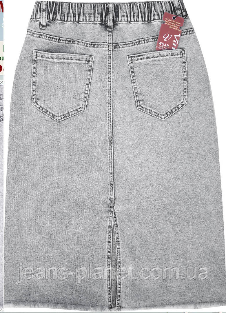 Джинсова класична спідниця міді пояс з резинкою Vanver світло-сірого кольору — изображение 3