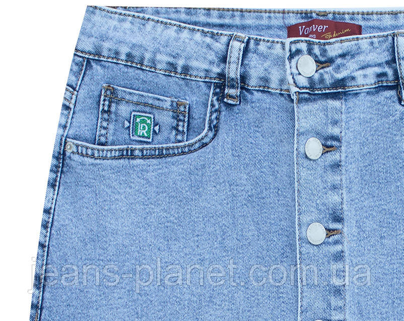 Модна джинсова спідниця міді на гудзиках блакитного кольору м 8117 — изображение 5