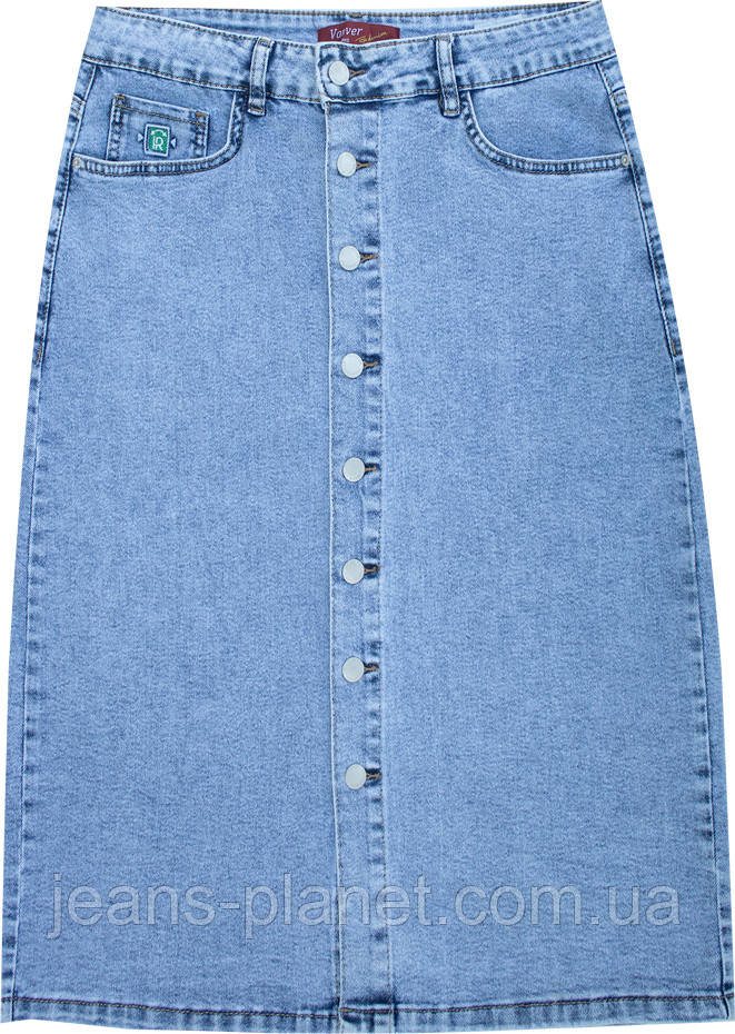 Модна джинсова спідниця міді на гудзиках блакитного кольору м 8117 — изображение 6