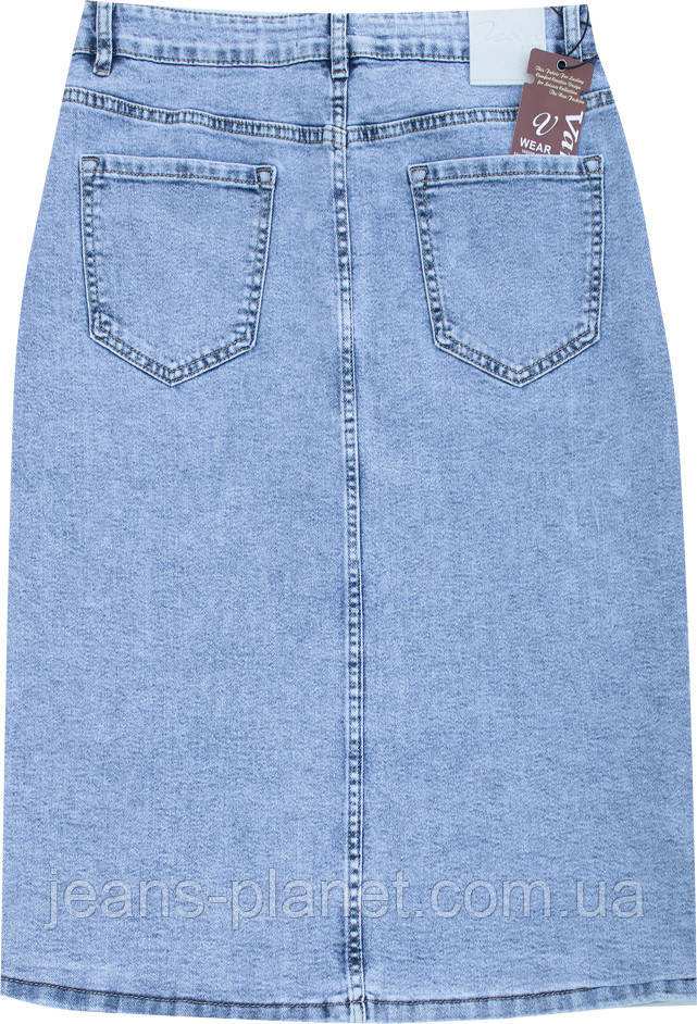 Модна джинсова спідниця міді на гудзиках блакитного кольору м 8117 — изображение 3