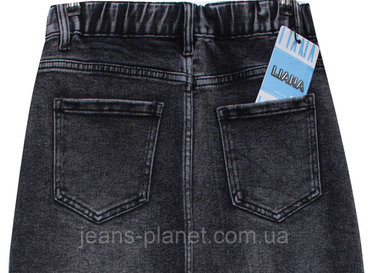 Джинсова пряма спідниця міді довжина 82 см пояс з резинкою колір графіт — изображение 6