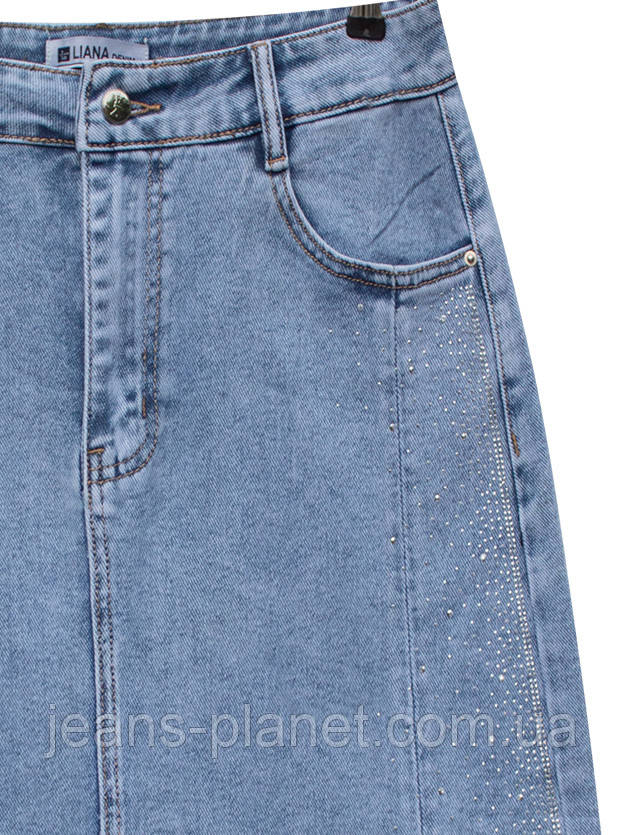 Наймодніша ошатна джинсова спідниця з камінцями довжина 80 см Liana 418 — изображение 3