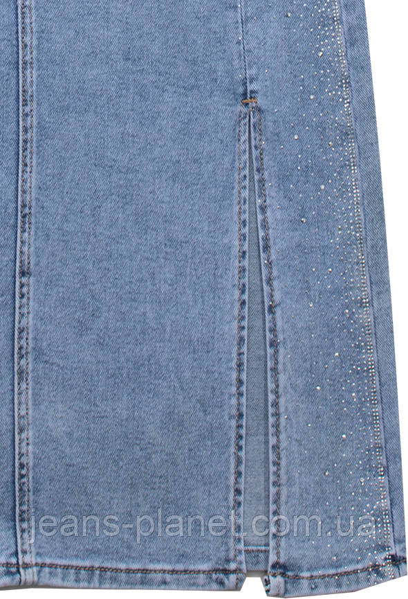 Наймодніша ошатна джинсова спідниця з камінцями довжина 80 см Liana 418 — изображение 4