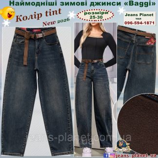 Наймодніші жіночі утеплені джинси баггі Vanver 8351 колір Tint 28 розмір