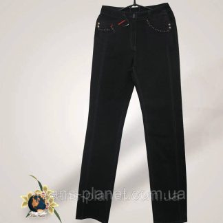 Джинси жіночі прямі з високою посадкою Таллас чорного кольору