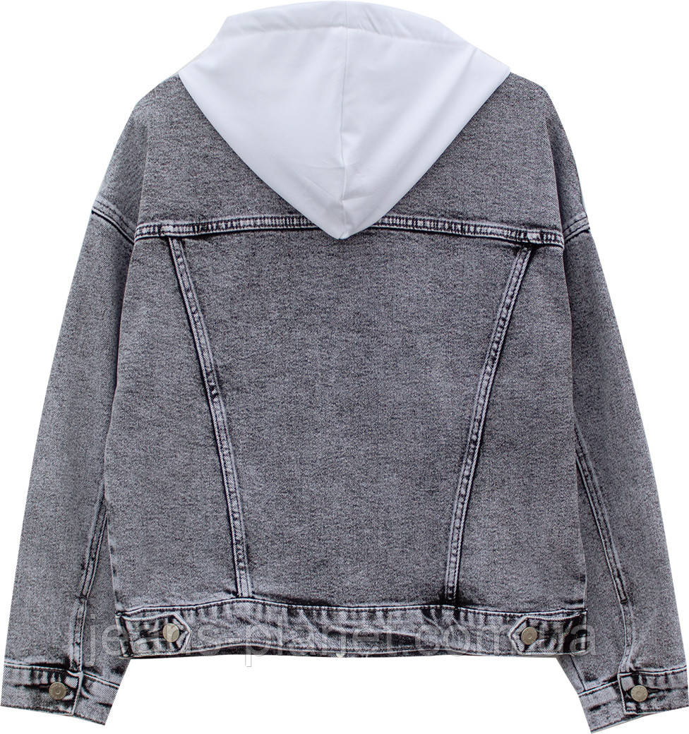 Жіноча джинсова куртка оверсайз з відстібним капюшоном Dicesil — изображение 4