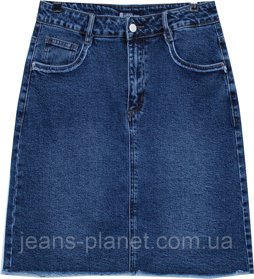 Джинсова класична спідниця довжина 53 см нихз бахрома Lsana 513 — изображение 6