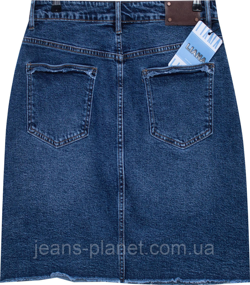 Джинсова класична спідниця довжина 53 см нихз бахрома Lsana 513 — изображение 4