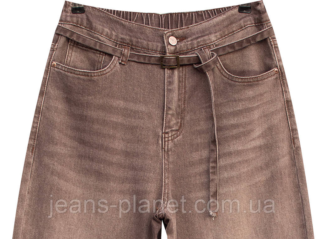 Модні жіночі світло-коричневі джинси палаццо пояс з резинкою Liana 633 — изображение 5