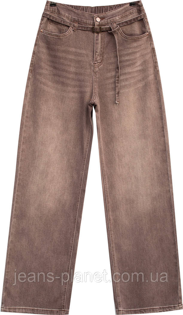 Модні жіночі світло-коричневі джинси палаццо пояс з резинкою Liana 633 — изображение 6