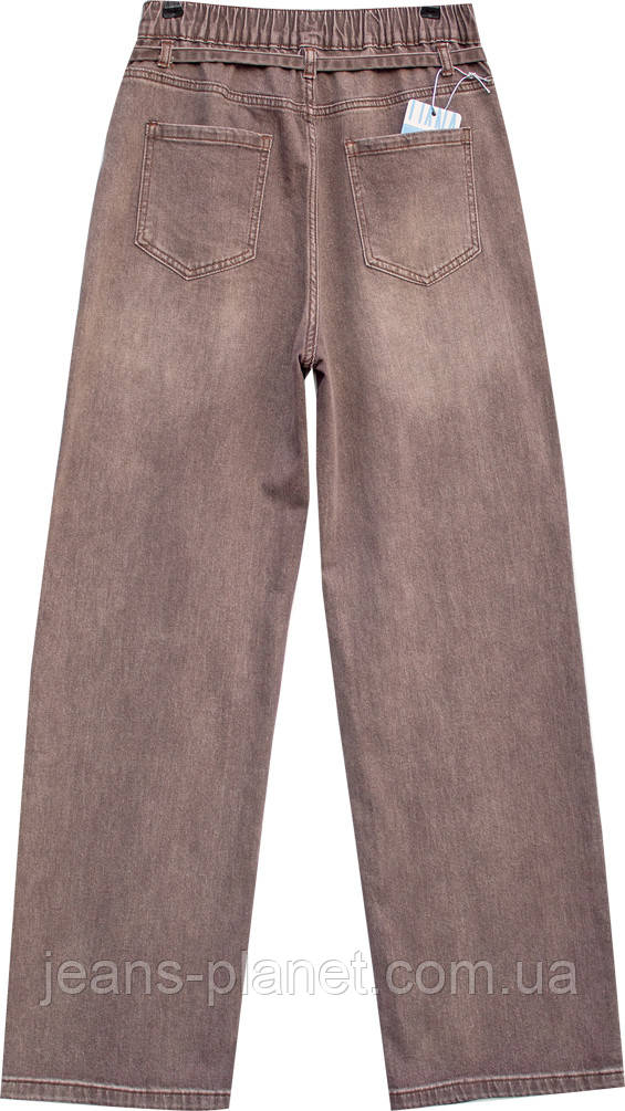 Модні жіночі світло-коричневі джинси палаццо пояс з резинкою Liana 633 — изображение 3