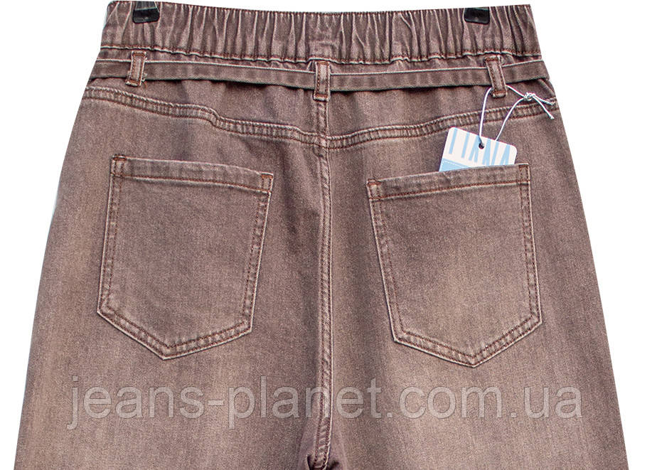 Модні жіночі світло-коричневі джинси палаццо пояс з резинкою Liana 633 — изображение 4
