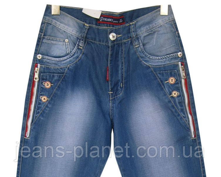 Джинси підліткові літні Vigocc блакитного кольору з замками 25-й розмір — изображение 2