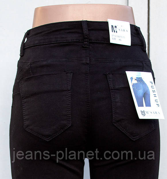 Джинси жіночі класичні чорного кольору на байці M.Sara 34 розмір — изображение 2