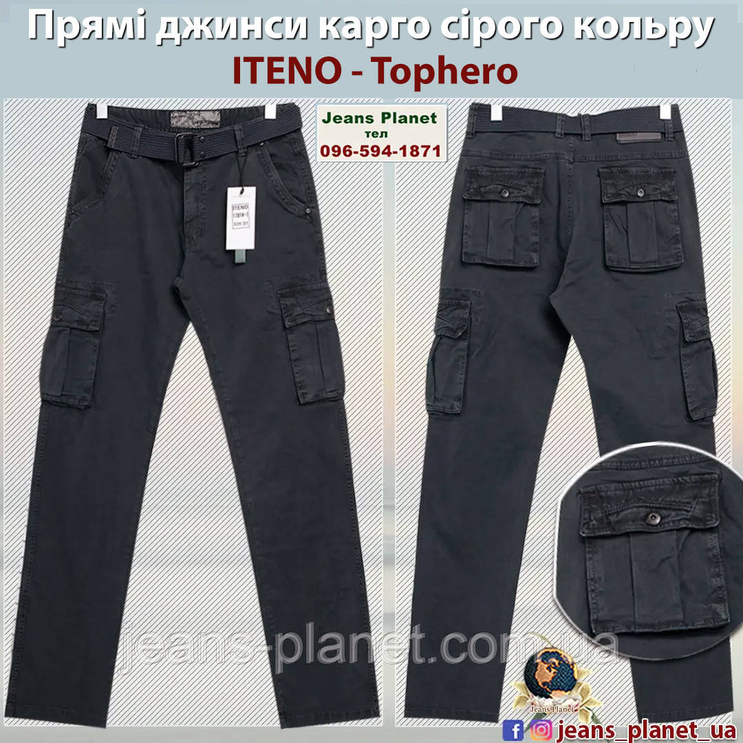 Джинси чоловічі ITENO-TOPHERO з накладними кишенями сірого кольору