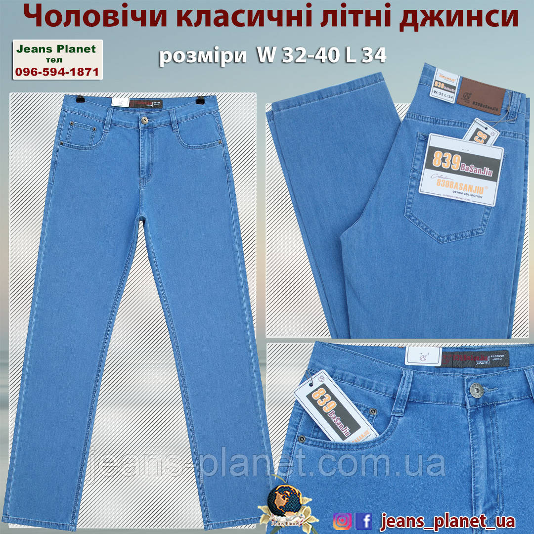 Якісні легкі чоловічі класичні джинси на літо Basanjiu 28210 — изображение 10