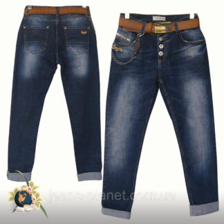 Джинси жіночі бойфренд Liuzin на ґудзиках із ременем і ланцюжком
